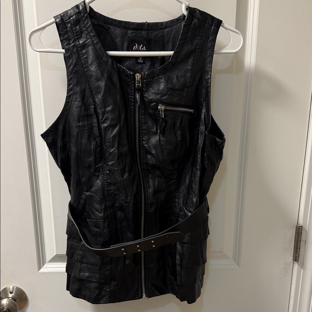 Dots Black Peplumed Vest with Belt